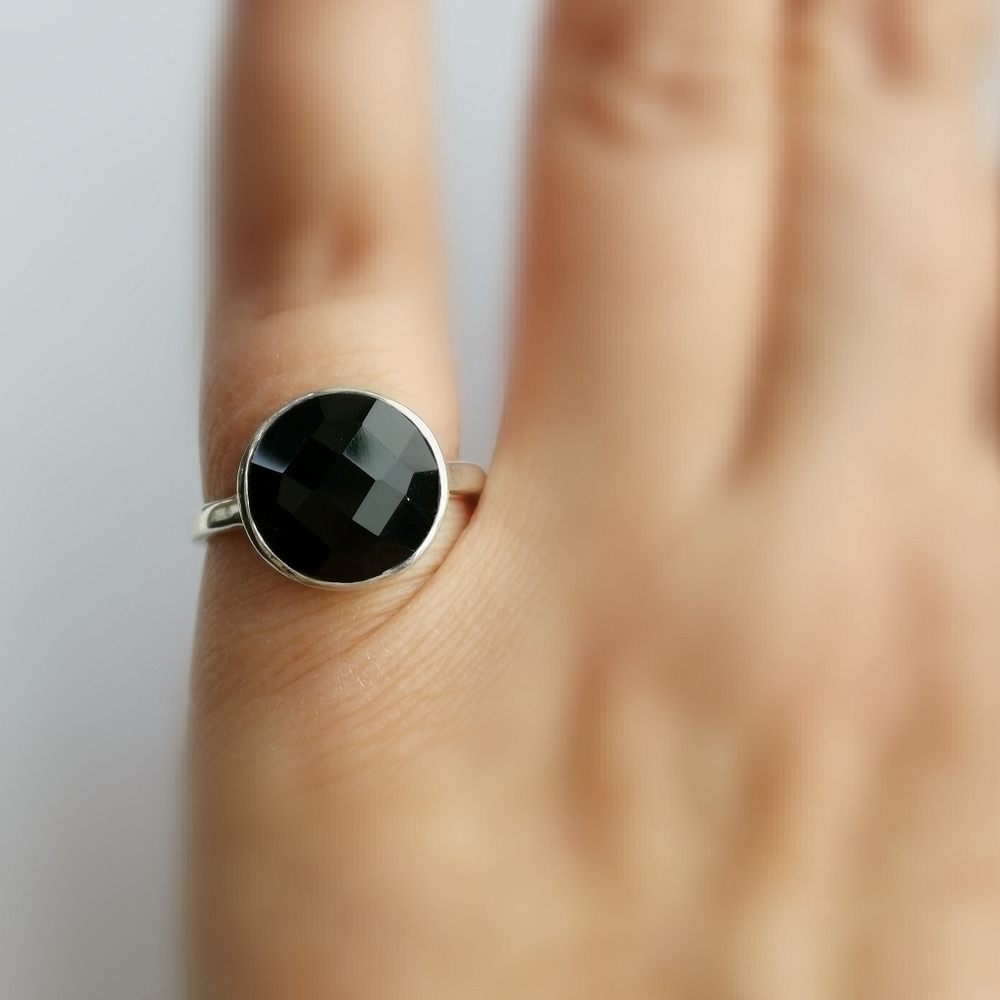 NEW Black onyx sterling silver ring size 6 - Picture 6 of 6